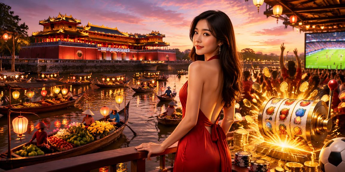 Người dùng tại Huế chơi slot game trên bờ biển với điện thoại di động